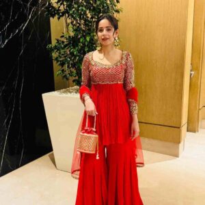 Royal Red Kediya Style Georgette Sharara Set | VF 214