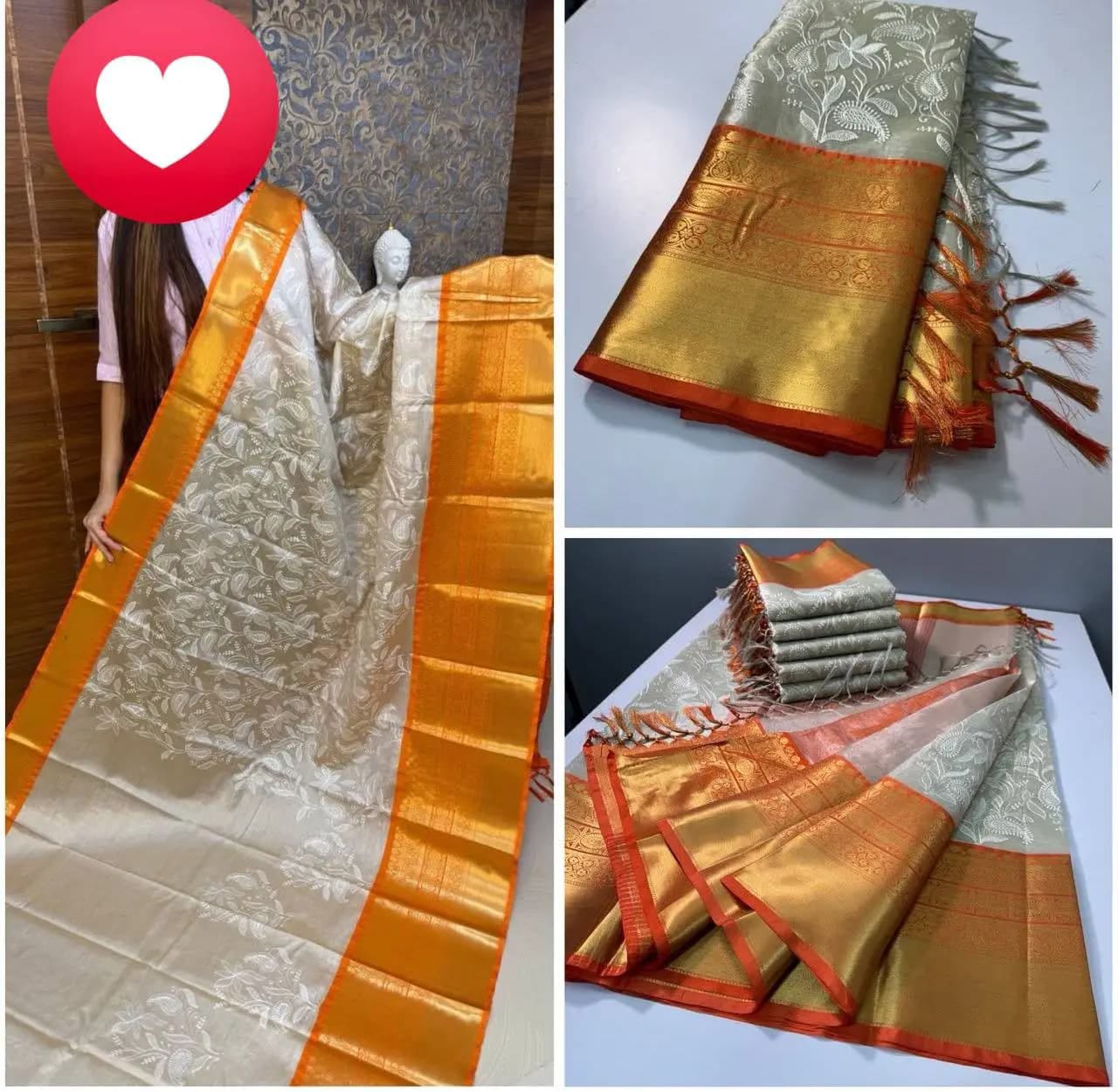 Kanjivaram Embroidery Soft Silk Saree | Light Weight with Chikankari 1 Timeless soft silk saree with Kanjivaram embroidery and Chikankari work. Super hit border design. Light weight. Ready in 2 days. Available for single and bulk orders. Kanjivaram Embroidery Soft Silk Saree | Light Weight with Chikankari