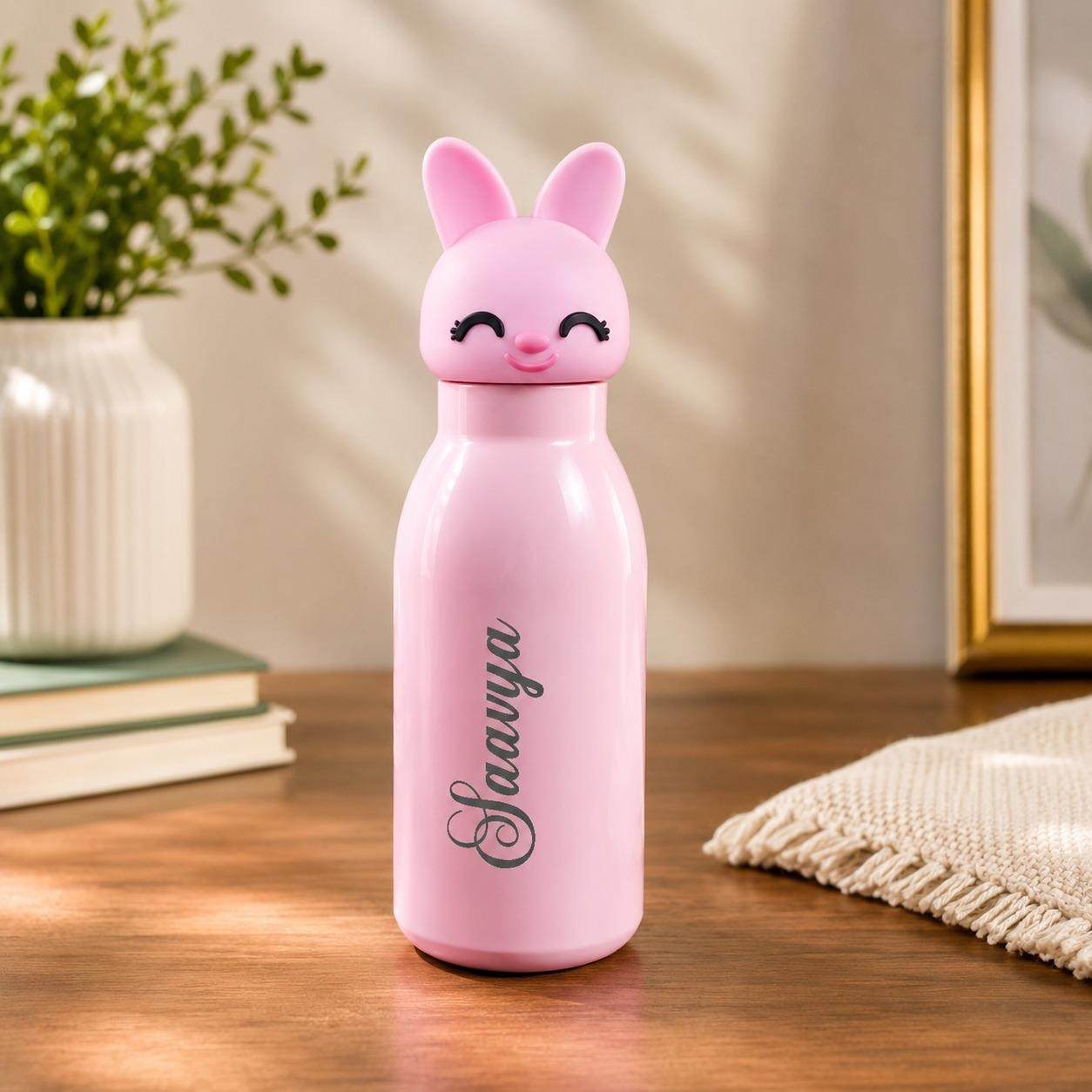 Animal Theme Customised Flask | 450 ML Stainless Steel – Youteek 1 Animal Theme Customised Flask – Stainless steel flask with silicon animal cap/head and straw. 450 ML capacity. Any name can be customised. Available in 5 themes. Making time 3 days. Animal Theme Customised Flask