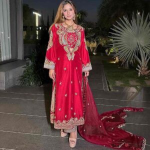 Chinon Kurti Blouse Pant Dupatta Set
