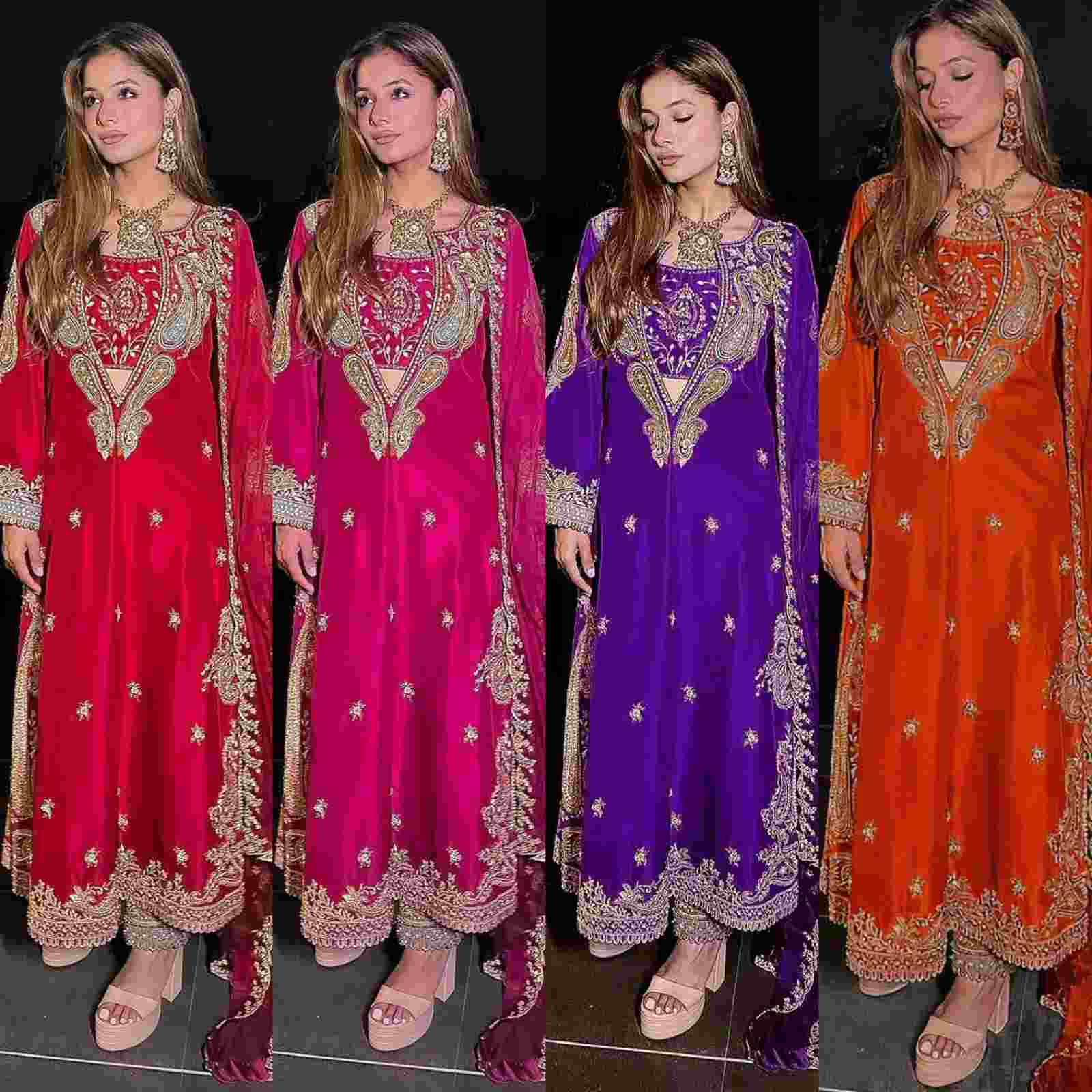 Chinon Kurti Blouse Pant Dupatta Set 2026 | Premium Embroidered Ethnic Wear 2 remium Chinon Kurti Blouse Pant Dupatta Set with thread & 5mm sequins embroidery, fully stitched blouse & kurti, micro inner and 2 meter georgette dupatta. Available in M to XXL. Chinon Kurti Blouse Pant Dupatta Set 2026 | Premium Embroidered Ethnic Wear - Image 2