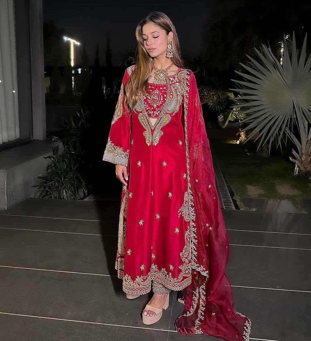 Chinon Kurti Blouse Pant Dupatta Set 2026 | Premium Embroidered Ethnic Wear 3 remium Chinon Kurti Blouse Pant Dupatta Set with thread & 5mm sequins embroidery, fully stitched blouse & kurti, micro inner and 2 meter georgette dupatta. Available in M to XXL. Chinon Kurti Blouse Pant Dupatta Set 2026 | Premium Embroidered Ethnic Wear - Image 3
