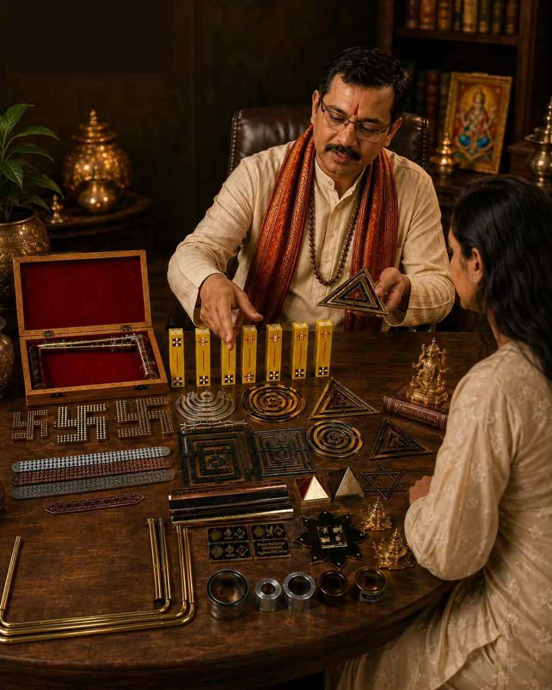 Complete Vastu Kit | Vastu Yantra, Pyramids & Tools – Youteek 1 Premium Complete Vastu Kit with Vastu Yantra, Metal Swastik, L-Rod, Dowsing Rod, Brass & Copper Pyramids, Meru Pyramid, Shri Yantra, Aura Booster Plates, Energy Rings and more. Comes in a premium wooden box. Ideal for Home, Office, Shop & Factory. Complete Vastu Kit