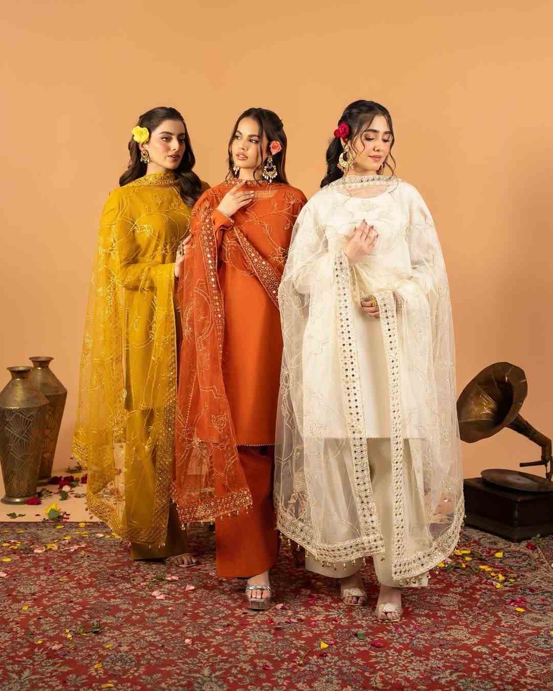 Crepe Silk Farshi Salwar Set | Party Wear Look | Fully Stitched 1 Designer Party Wear Crepe Silk Farshi Salwar Set with fancy lace border work and sequence embroidered butterfly net dupatta. Fully stitched. Size S to XXL. Ready to ship. Crepe Silk Farshi Salwar Set