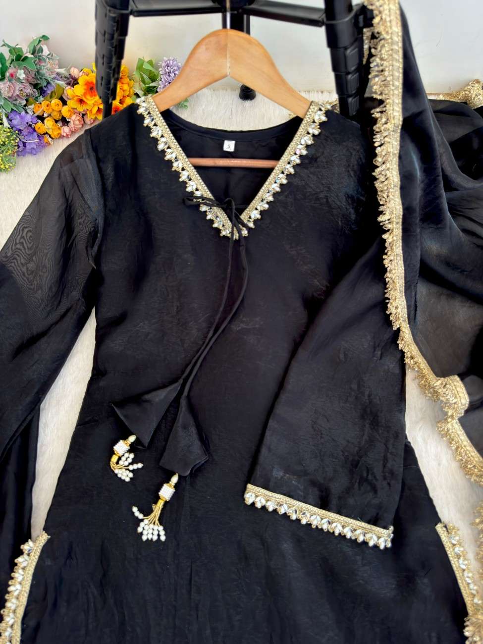 Designer Farsi Salwar Set 2026 Elegant Ethnic Wear | Youteek 3 Premium Fendi satin Designer Farsi Salwar Set with handmade real mirror, moti lace, soft lining & sequence lace dupatta. Elegant ethnic wear in S to 2XL. Designer Farsi Salwar Set 2026 Elegant Ethnic Wear | Youteek - Image 3