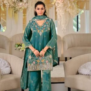 Moss Silk Top Palazzo Dupatta Set