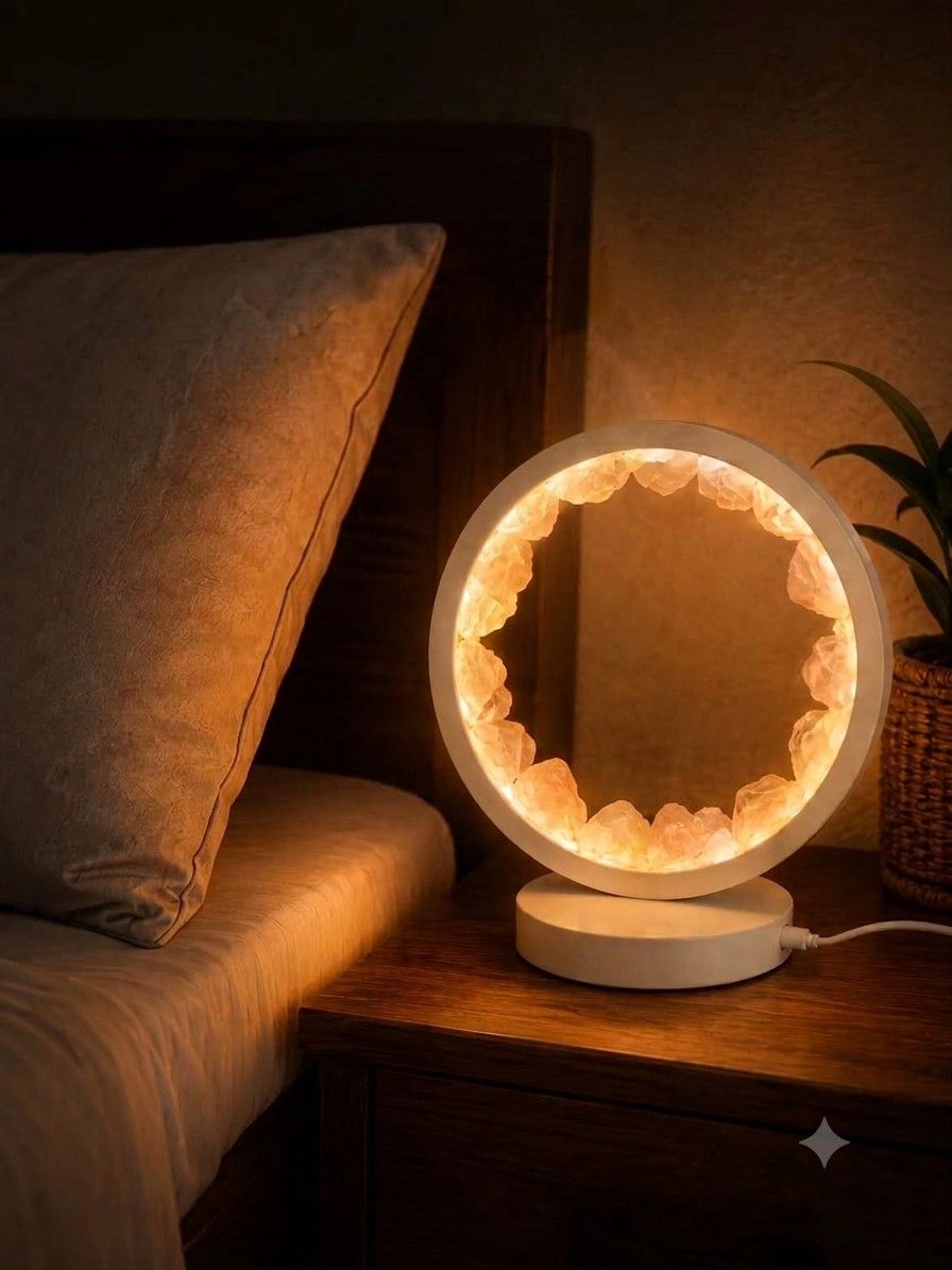 Natural Crystal Lamp | Warm LED Crystal Light – Youteek 2 Handcrafted Natural Crystal Lamp with warm LED glow. USB powered. Creates a calm, peaceful and elegant atmosphere. Perfect for bedside, meditation corner, office or living room. Ideal gift. Natural Crystal Lamp | Warm LED Crystal Light – Youteek - Image 2
