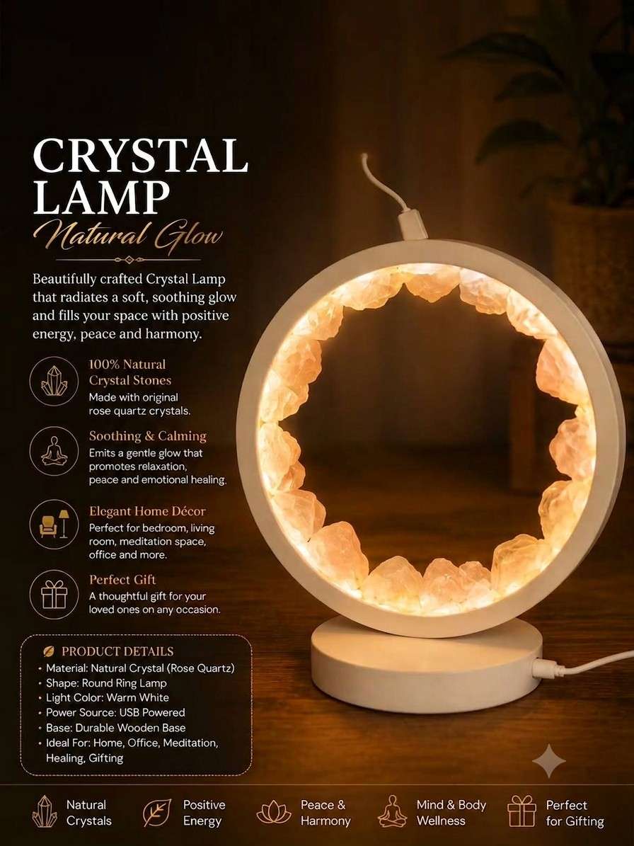 Natural Crystal Lamp | Warm LED Crystal Light – Youteek 1 Handcrafted Natural Crystal Lamp with warm LED glow. USB powered. Creates a calm, peaceful and elegant atmosphere. Perfect for bedside, meditation corner, office or living room. Ideal gift. Natural Crystal Lamp
