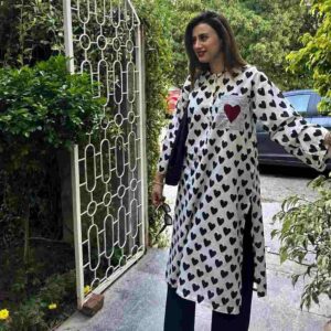 Rayon Heart Printed Kurta Pant Set
