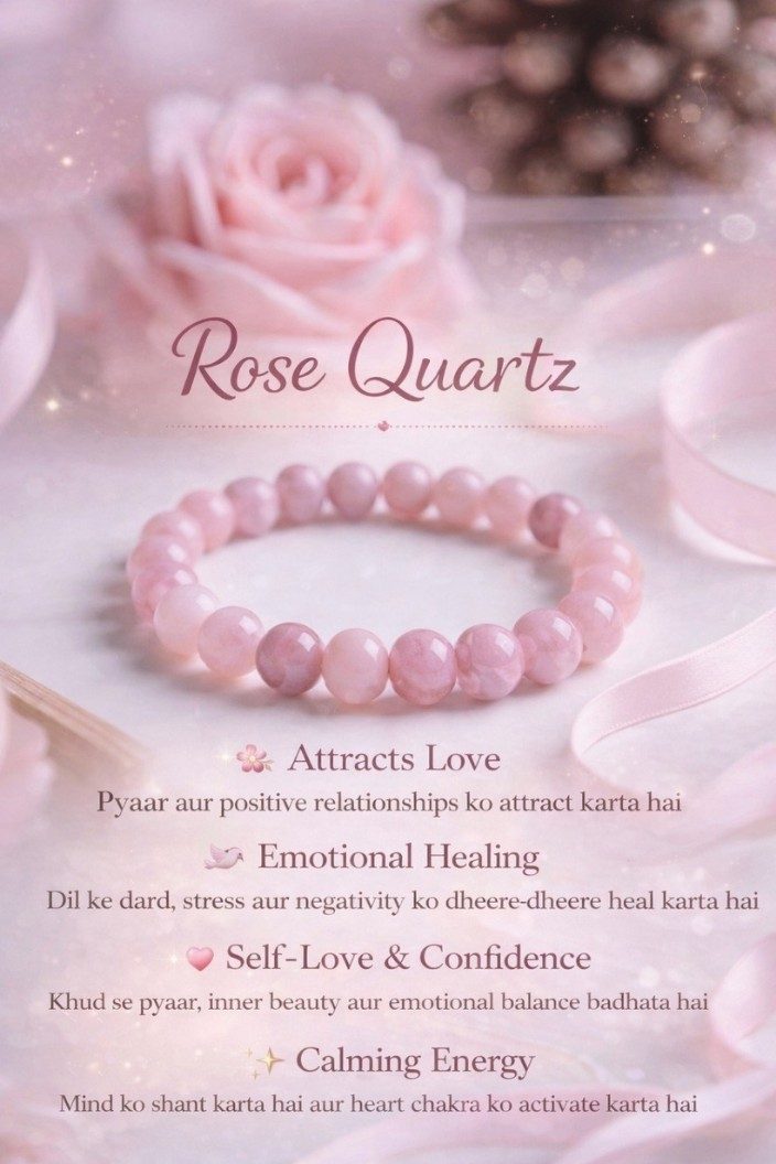 Rose Quartz Bracelet | Attract Love & Emotional Healing – Youteek 1 Natural Rose Quartz Bracelet known for attracting love, emotional healing, self-love and calming energy. Supports heart chakra balance. Ideal for Reiki, meditation and everyday wear. Rose Quartz Bracelet