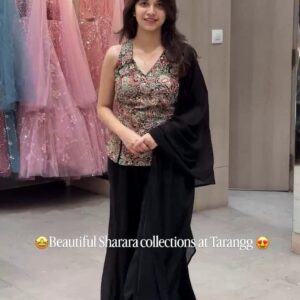 Sequence Embroidery Faux Georgette Top Palazzo Dupatta Set