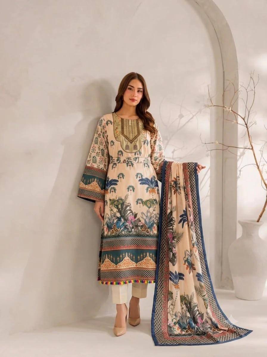 Soft Crepe Printed 3 Piece Suit | Fully Printed – Youteek 3 Soft Crepe Printed 3 Piece Suit – Finest soft crepe fully printed top, pants and dupatta (2.25 mtr). Top length 46 inches, pants 38 inches. Sizes M to XXL (38 to 44 chest). Limited pieces left. Ready to dispatch. Soft Crepe Printed 3 Piece Suit | Fully Printed – Youteek - Image 3