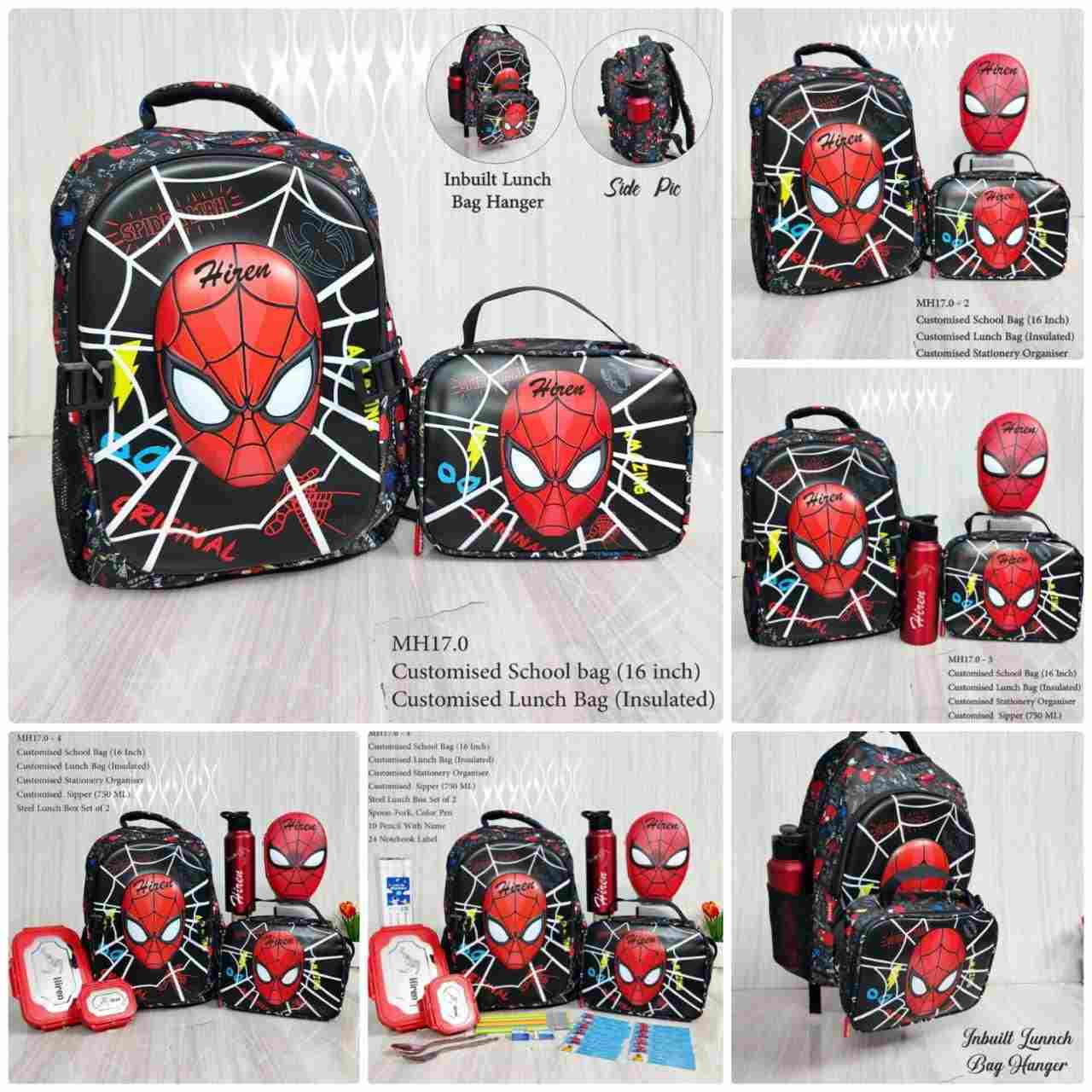 Spider-Man Customised School Bag Hamper | 16 Inch – Youteek 5 Spider-Man Customised School Bag Hamper – Premium 16 inch school bag with name customisation + insulated lunch bag and more combo options. High quality print & durable material. Making time 1–2 days. Any name can be customised. Spider-Man Customised School Bag Hamper | 16 Inch – Youteek - Image 5