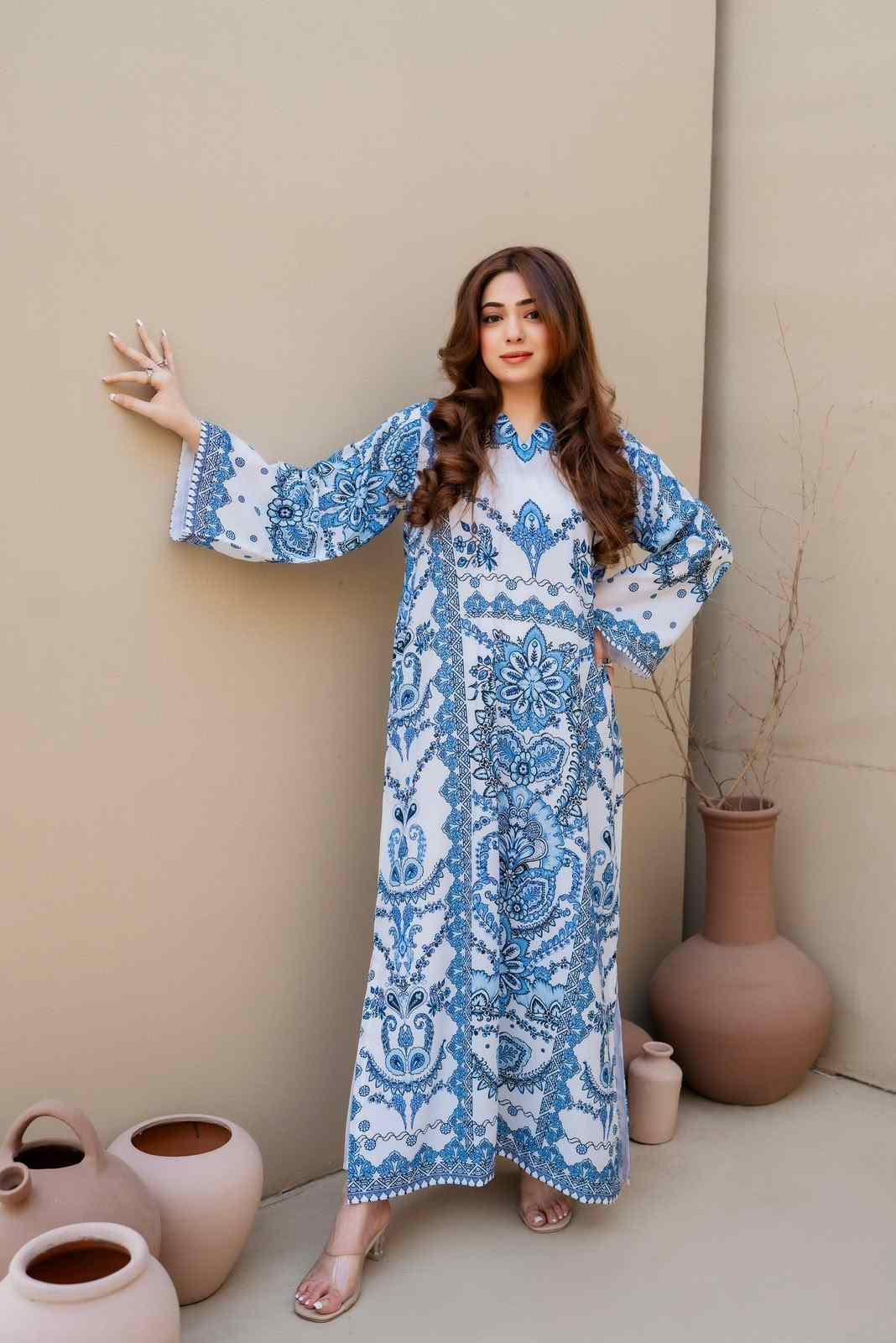 Swiss Cotton Kaftan Gown | Luxury Holiday Edition – Youteek 1 Swiss Cotton Kaftan Gown – Premium high swiss cotton one piece kaftan gown with boutique stitching from the Luxury Holiday Edition. Length 52 inches. Sizes 34, 38, 42, 46, 50 chest (2 inches loosening). Single available. 2 days dispatch. Swiss Cotton Kaftan Gown