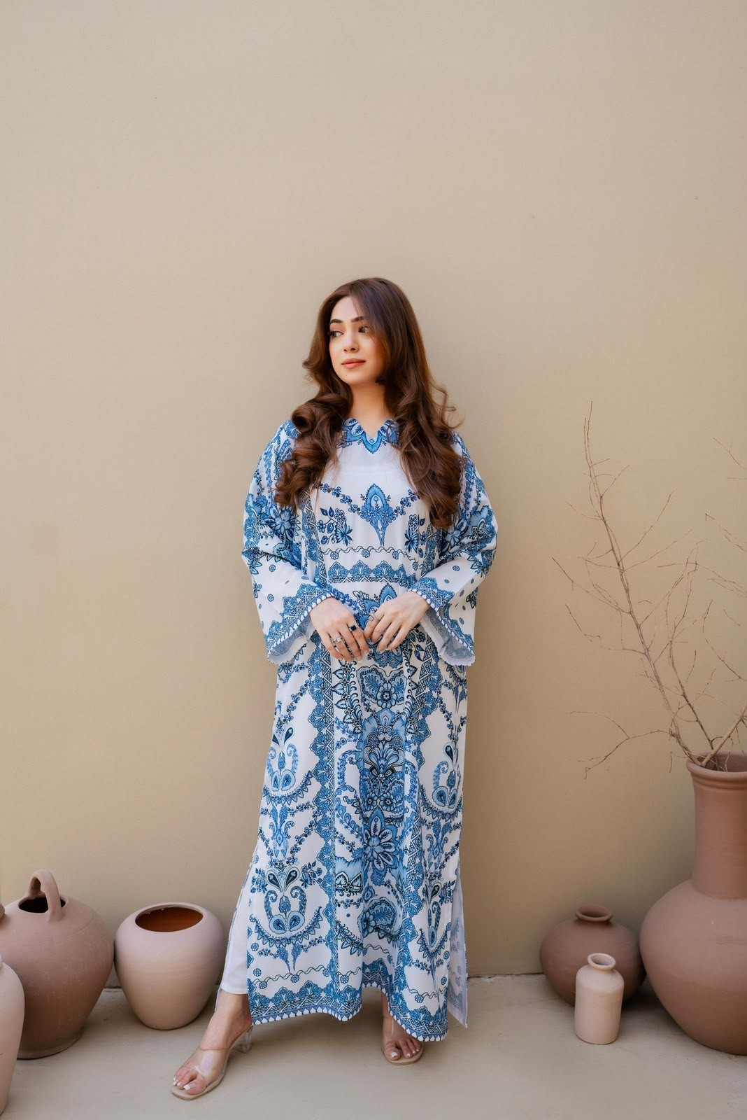 Swiss Cotton Kaftan Gown | Luxury Holiday Edition – Youteek 2 Swiss Cotton Kaftan Gown – Premium high swiss cotton one piece kaftan gown with boutique stitching from the Luxury Holiday Edition. Length 52 inches. Sizes 34, 38, 42, 46, 50 chest (2 inches loosening). Single available. 2 days dispatch. Swiss Cotton Kaftan Gown | Luxury Holiday Edition – Youteek - Image 2