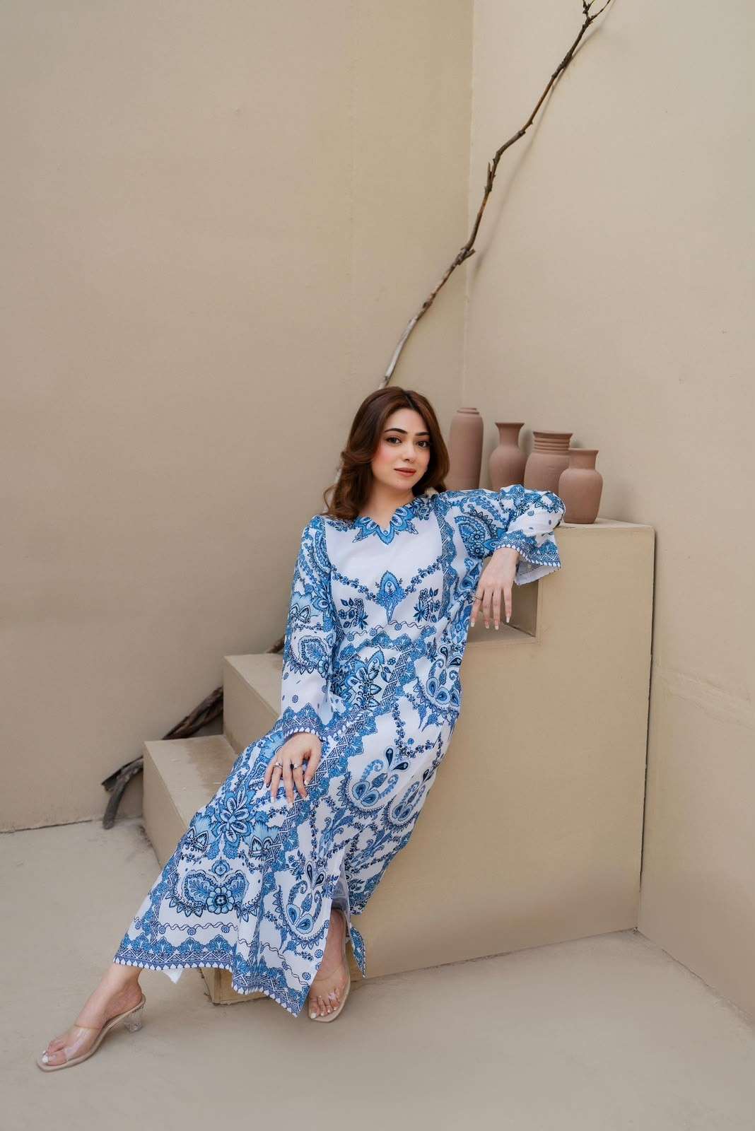 Swiss Cotton Kaftan Gown | Luxury Holiday Edition – Youteek 3 Swiss Cotton Kaftan Gown – Premium high swiss cotton one piece kaftan gown with boutique stitching from the Luxury Holiday Edition. Length 52 inches. Sizes 34, 38, 42, 46, 50 chest (2 inches loosening). Single available. 2 days dispatch. Swiss Cotton Kaftan Gown | Luxury Holiday Edition – Youteek - Image 3