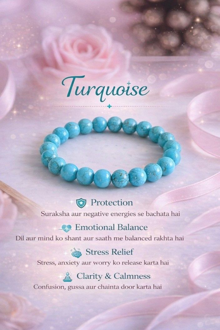 Turquoise Bracelet | Protection & Emotional Balance – Youteek 1 Natural Turquoise Bracelet known for protection, emotional balance, stress relief, clarity and calming energy. Supports inner peace and positive vibrations. Ideal for Reiki and everyday wear. Turquoise Bracelet