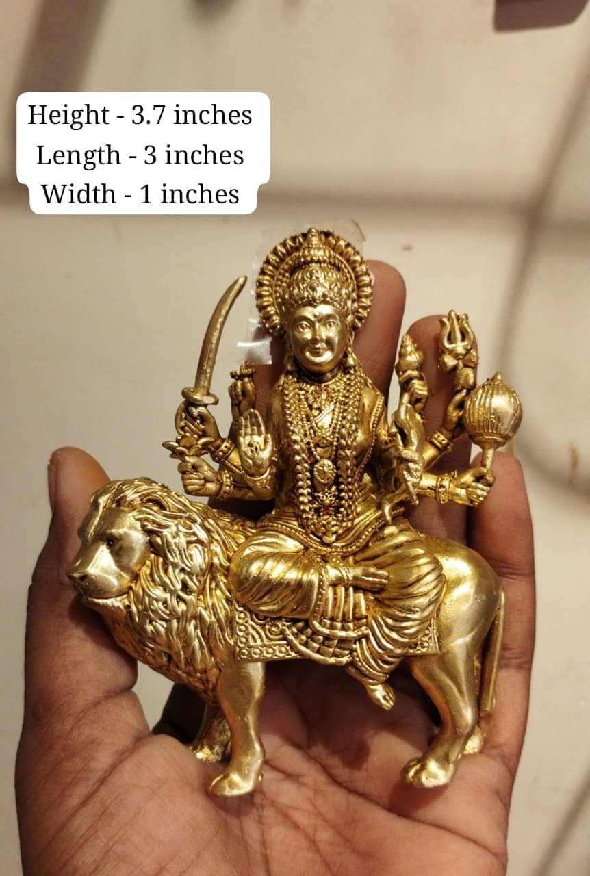 Brass Durga Idol | Pure Brass Traditional Murti 1 Pure brass traditional Durga idol. Perfect for mandir, daily puja, Navratri, Diwali and religious gifting. Brass Durga Idol | Pure Brass Traditional Murti