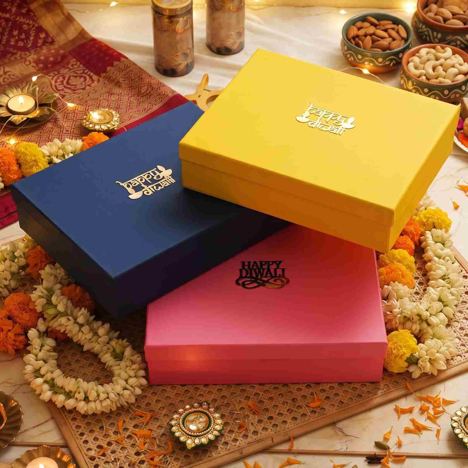 Shubh Labh Royale Hamper | Festive Diwali Gift Box 3 Luxury Shubh Labh Royale Hamper featuring heavy Shubh Labh hangings, 6-inch wax peacock urli, 2 tin jars with gourmet treats, and a Diwali card in a premium box. Shubh Labh Royale Hamper | Festive Diwali Gift Box