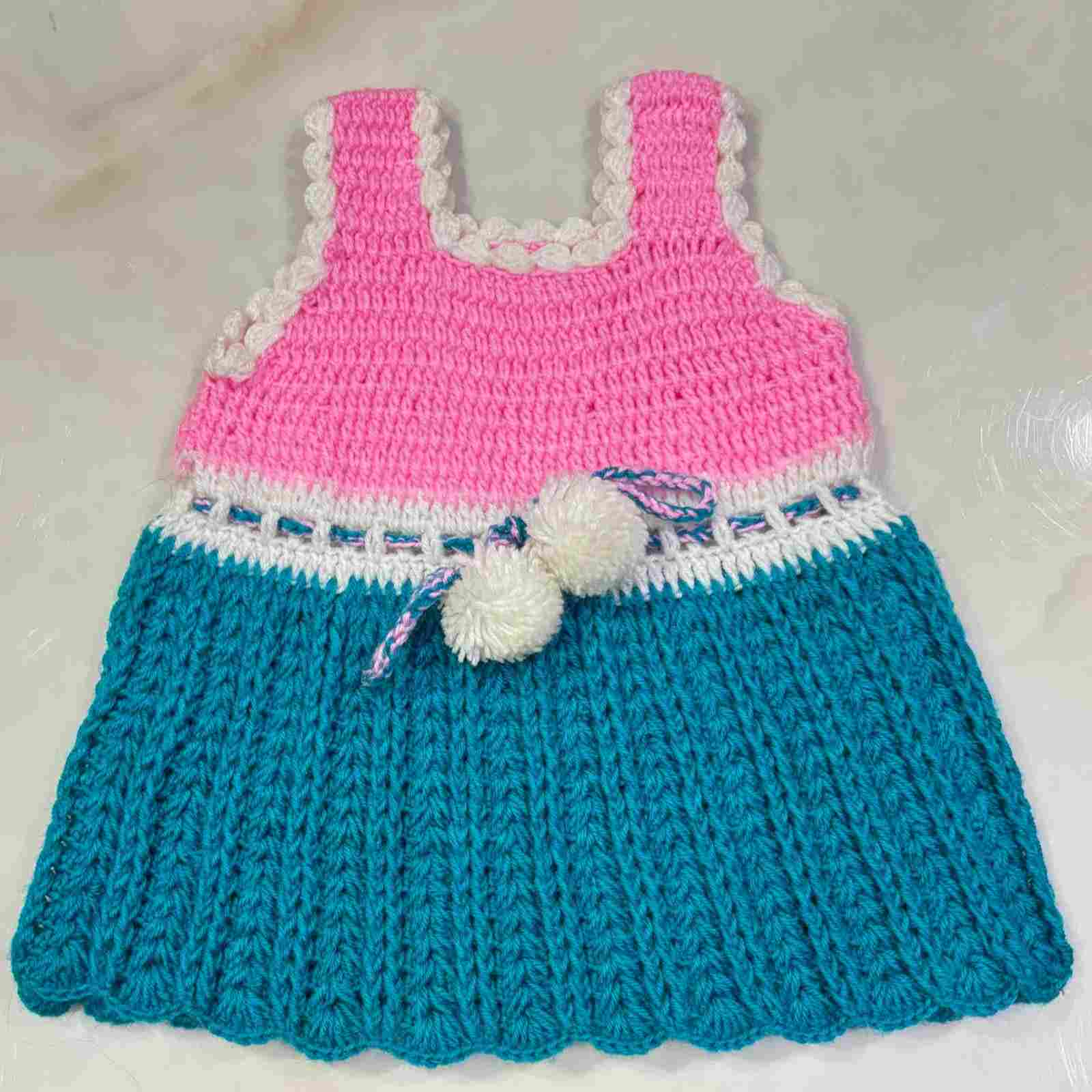 Handmade Crochet Baby Frock | 6 Months to 5 Years 7 Charming Handmade Crochet Baby Frock hand-knitted with skin-friendly, soft yarn. Designed for ages 6 months up to 5 years with vibrant color palettes, customizable fittings, and dispatch within 4–5 working days. Handmade Crochet Baby Frock | 6 Months to 5 Years
