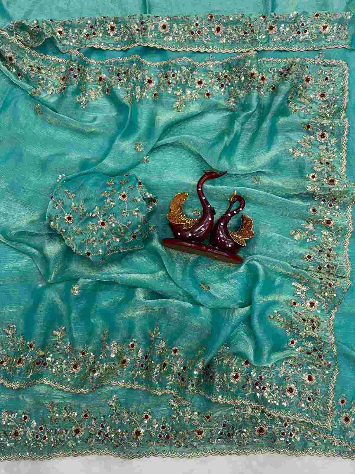 Frendy Chiffon Sequence Embroidery Saree 2 Trending designer party wear Frendy Chiffon saree featuring intricate sequins floral embroidery work across the drape, available in 13 vibrant colors. Includes a matching unstitched Frendy Chiffon blouse piece with heavy sequins work. Frendy Chiffon Sequence Embroidery Saree | NC-5461