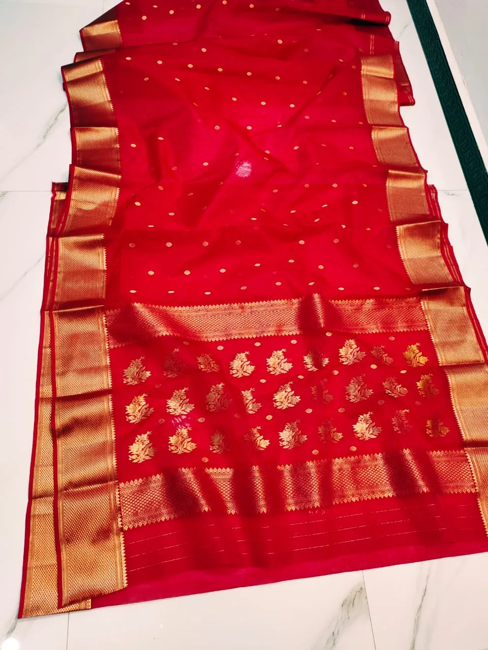 Bridal Chanderi Katan Silk Saree | Original Pure Handloom | Youteek 4 Original bridal handloom Chanderi katan silk saree in pure silk with rich zari work. Light heritage drape for wedding and festive wear. Free shipping across India. bridal chanderi katan silk saree