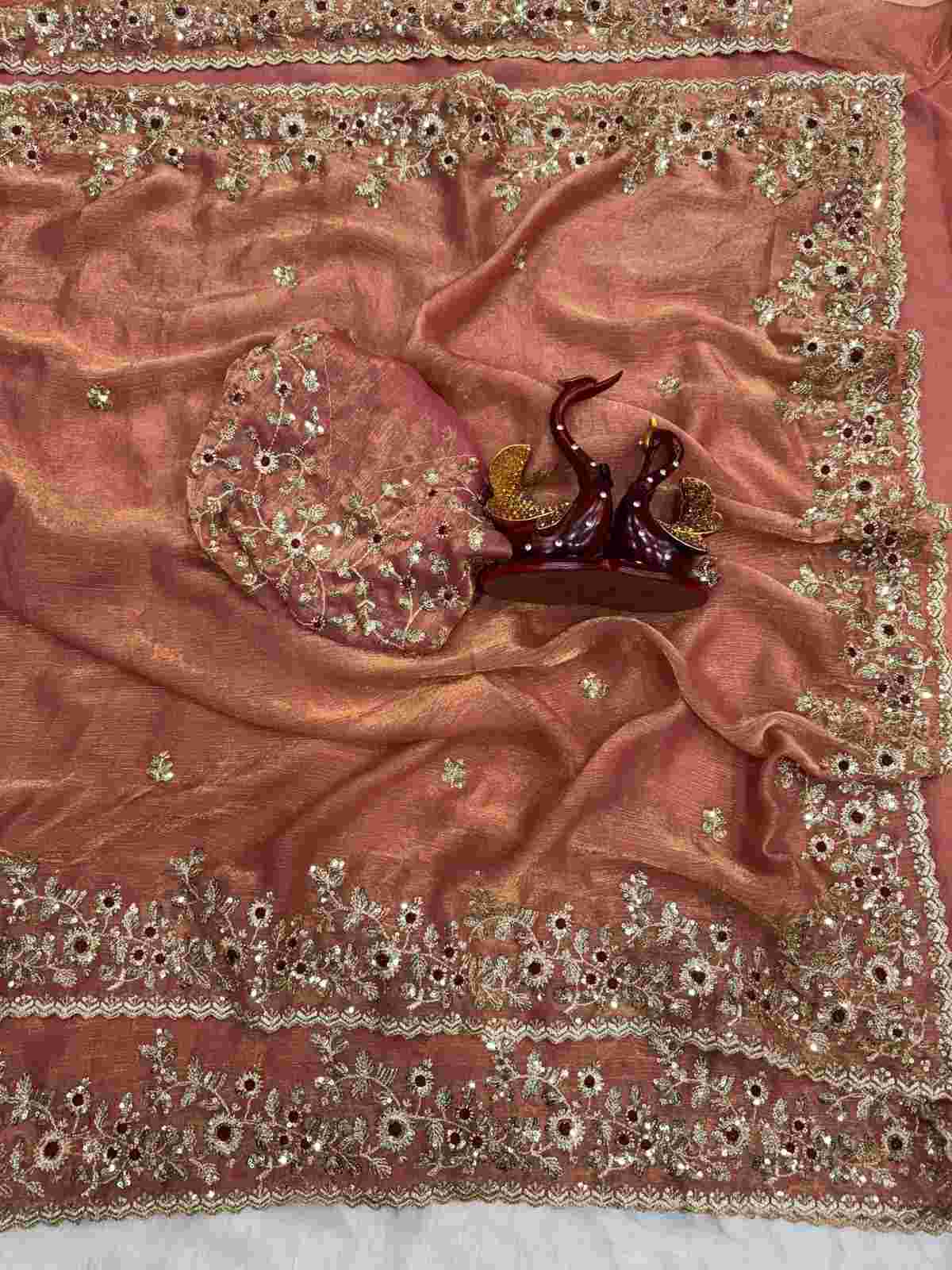 Frendy Chiffon Sequence Embroidery Saree 1 Trending designer party wear Frendy Chiffon saree featuring intricate sequins floral embroidery work across the drape, available in 13 vibrant colors. Includes a matching unstitched Frendy Chiffon blouse piece with heavy sequins work. Frendy Chiffon Sequence Embroidery Saree | NC-5461