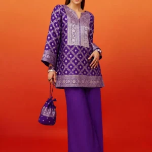 cotton silk co ord set with foil print