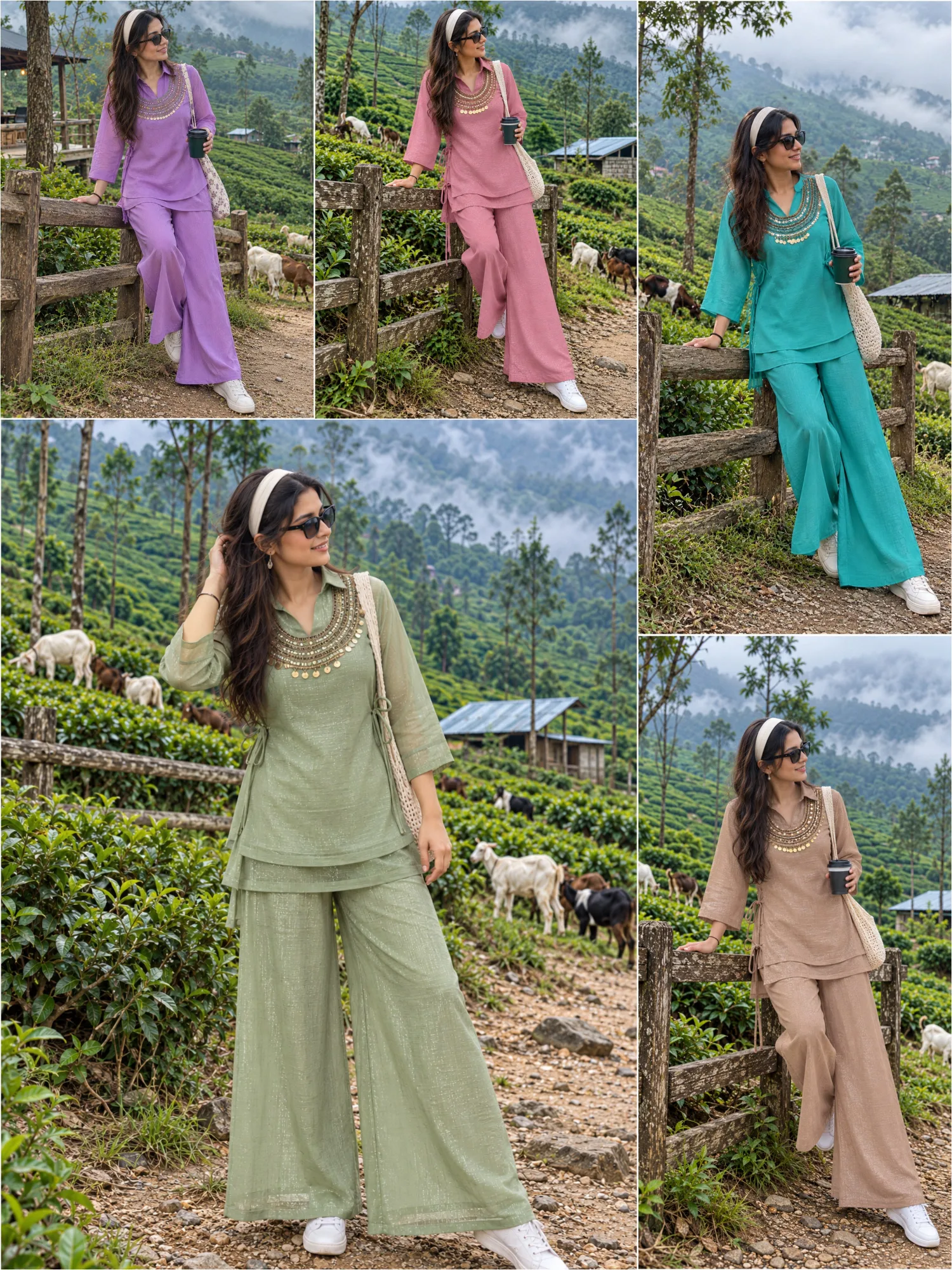 Crush Tissue Palazzo Suit Set for Women | Ready to Wear | Youteek 3 Fully stitched crush tissue palazzo suit set for women with matching inner and wide-leg palazzo. Premium festive metallic sheen. Ready to wear. crush tissue palazzo suit set for women