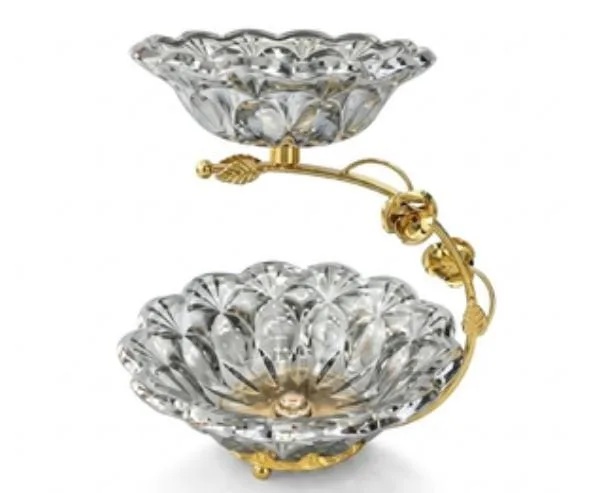 Double Decker Bowl | Glass Table Decor 1 Premium glass Double Decker Bowl for serving fruits, dry fruits and sweets. Elegant 2-tier design that also works as beautiful table decor. Double Decker Bowl Glass Table Decor