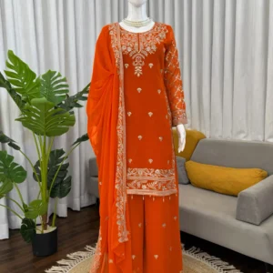 faux georgette palazzo suit with sequence work