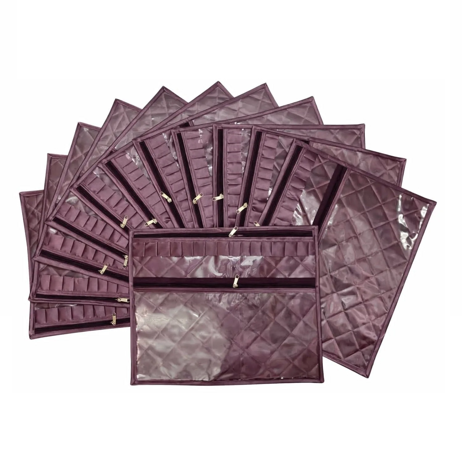 Frill with Pocket Single Saree Cover | Satin & PVC 1 Frill with Pocket Single Saree Cover made of Satin Fabric & Transparent PVC. Size 42×36×1 cm. Weight 88g. Available in Olive Green, Gold and Purple. Frill with Pocket Single Saree Cover