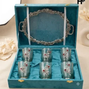 German Silver Tray and Glasses Set