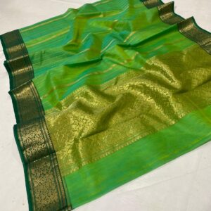 green katan silk saree for wedding trousseau