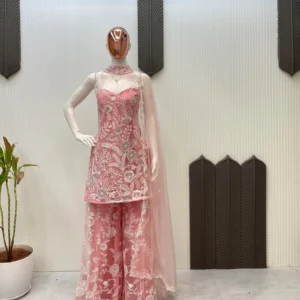 halter neck butterfly net kurta palazzo set