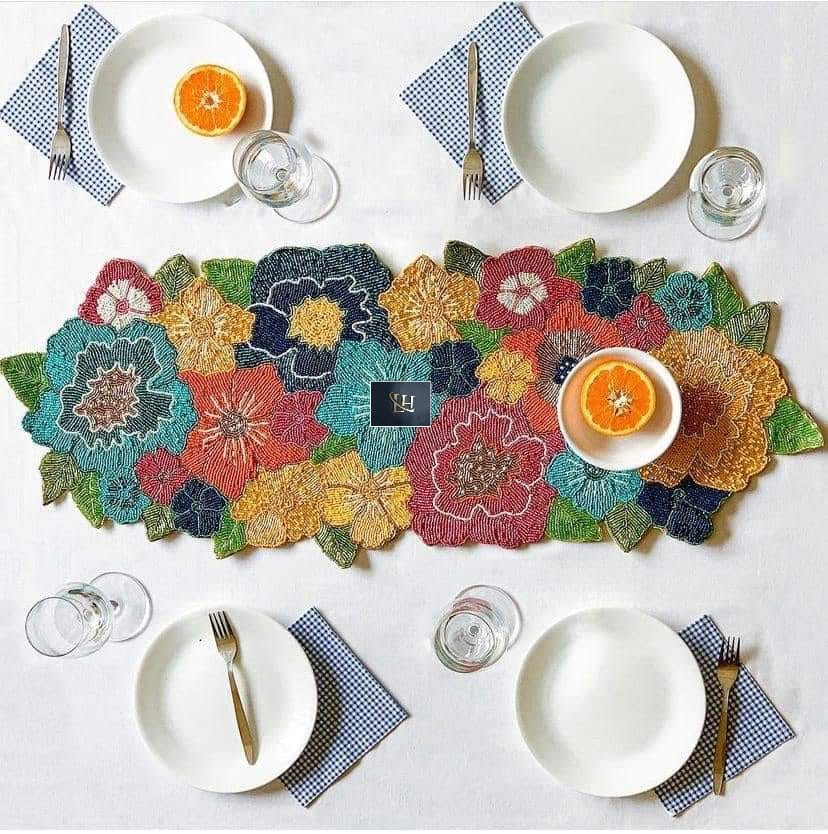 Handmade Beaded Table Runner (13x36 Inch) – Export Quality Handcrafted Beadwork 2 Export-quality handmade beaded table runner, about 13x36 inches. Handcrafted seed and glass beadwork with reinforced backing. For dining, coffee and console tables. Spot clean only. handmade beaded table runner 36 inch
