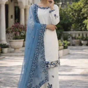 heavy rayon kurti palazzo set with organza dupatta