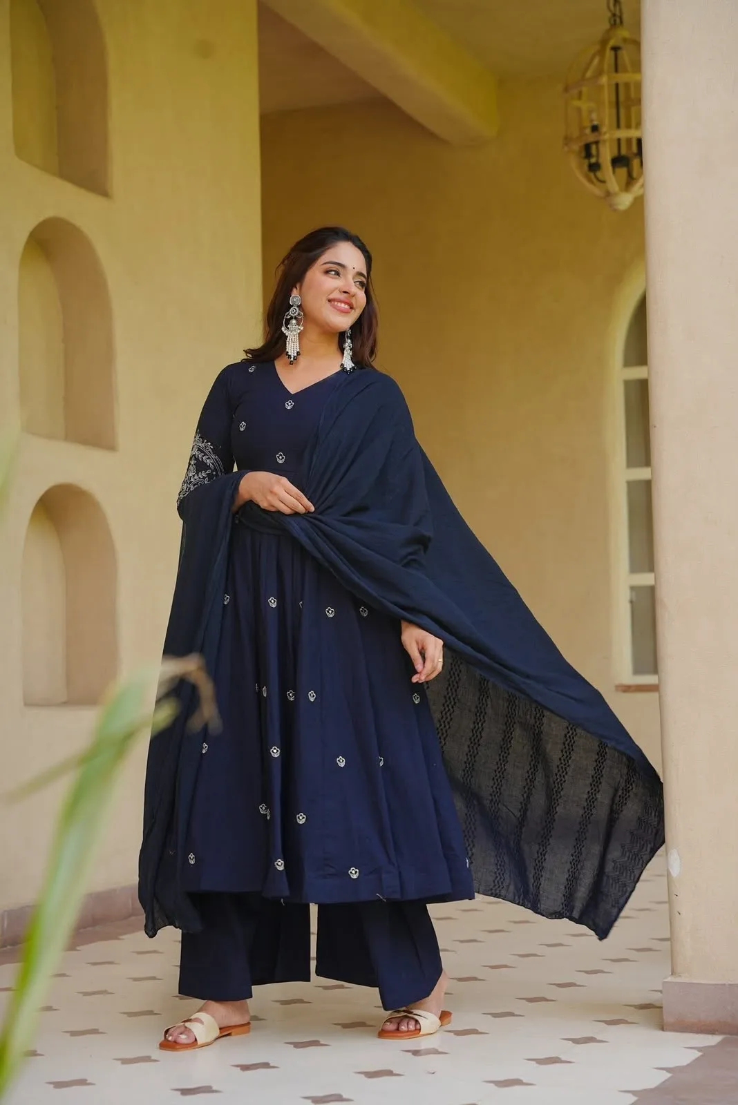 Heavy Roman Silk Embroidered Anarkali Suit Set | Youteek 3 Fully stitched heavy roman silk embroidered anarkali with 3.80 meter flair, length 47-48 inches and side zipper. Roman silk palazzo 40-41 inches. Embroidered faux georgette dupatta 2.30 meters. Sizes S to XXL. Weight about 950 gm. heavy roman silk embroidered anarkali suit