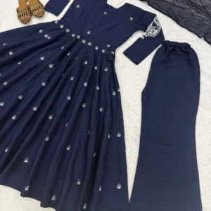 heavy roman silk embroidered anarkali suit