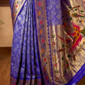 lotus border paithani saree katan soft silk