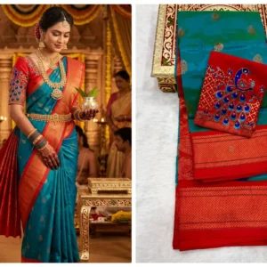 mango kadiyal aari work paithani saree