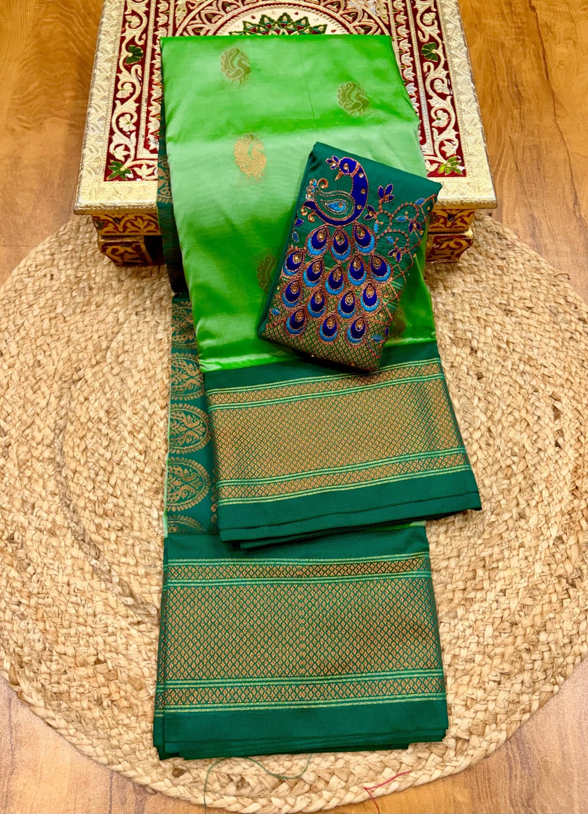 Mango Kadiyal Aari Work Paithani Saree | Youteek 5 Premium soft shiny tana silk mango kadiyal aari work Paithani saree with shoulder butti, rich pallu and contrast blouse. Dasara Diwali special. Full stock. mango kadiyal aari work paithani saree