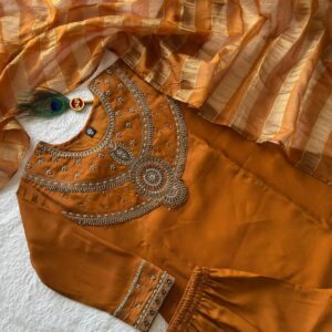 mul chanderi suit with kasab zari dupatta