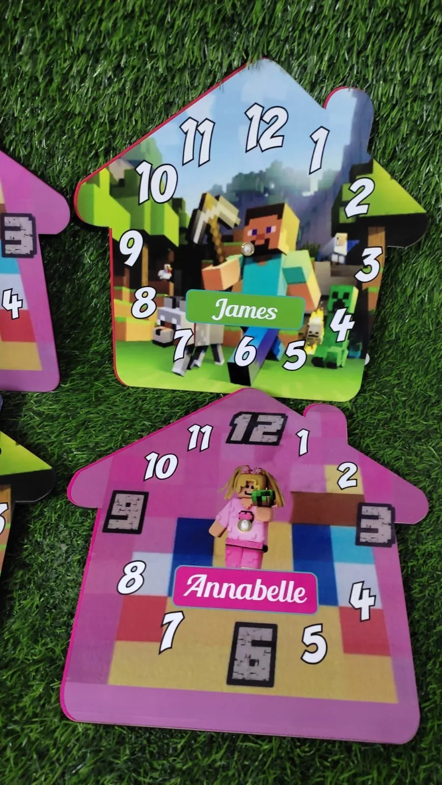 Personalised MDF Wall Clock | 12 Inch Name or Photo 10 Personalised 12 inch MDF wall clock. Add any name, shape, theme, cartoon or a child’s photo. Making time 4-5 working days. Personalised MDF Wall Clock