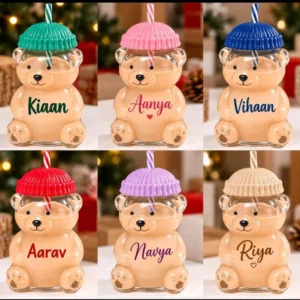 personalized teddy bear glass jar
