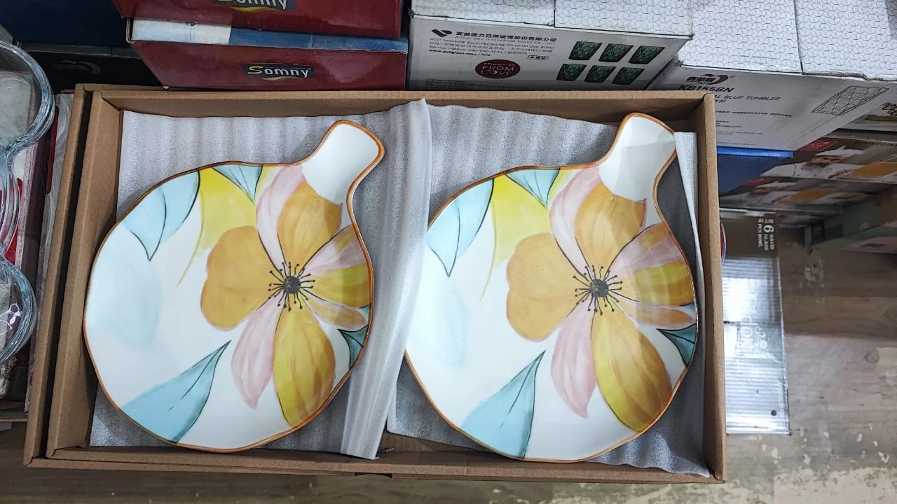 Porcelain Serving Platter Set of 2 | Youteek 3 Premium quality porcelain serving platter set of 2. High grade porcelain material. Gift box packing. Perfect for serving sweets, snacks, cupcakes and dry fruits. porcelain serving platter set of 2