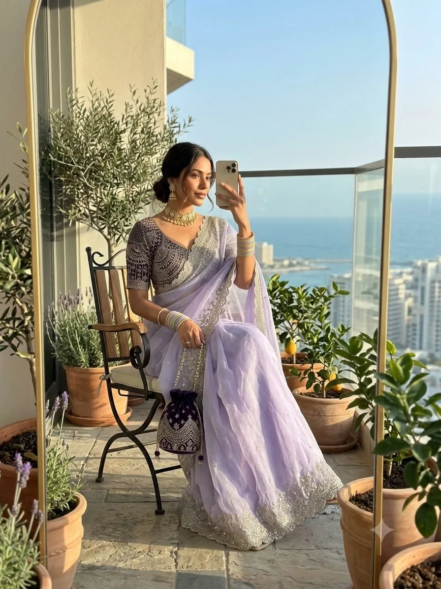 Pranjal Satin Saree | Buy Online at Youteek 2 Exquisite Pranjal Satin Saree crafted from luxury Soft Fendy Satin with 3mm Sequence Work Border & All Over Saree Jhal with Embroidery. Paired with Fully Stitched Embroidery Work Blouse with Fancy Lace & Latkan (Up to 42""). Boutique quality guaranteed. Pranjal Satin Saree