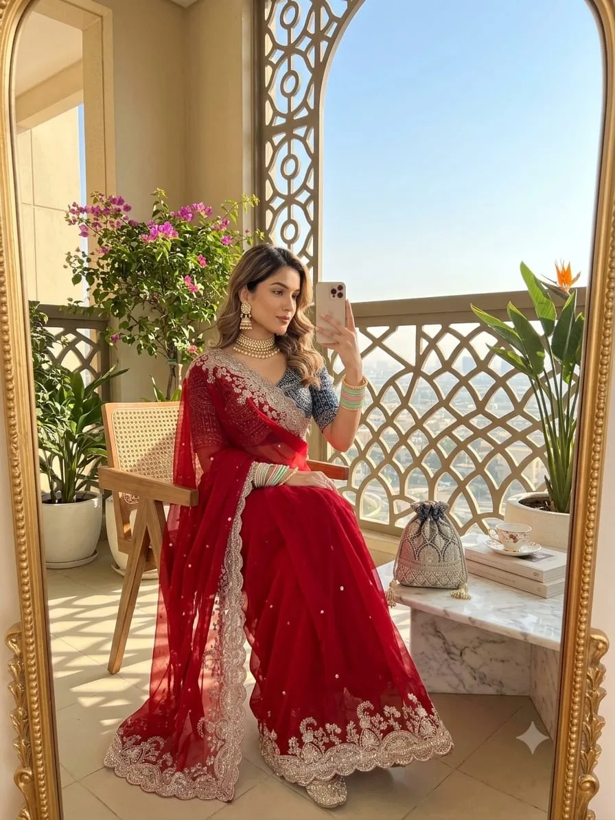 Pranjal Satin Saree | Buy Online at Youteek 5 Exquisite Pranjal Satin Saree crafted from luxury Soft Fendy Satin with 3mm Sequence Work Border & All Over Saree Jhal with Embroidery. Paired with Fully Stitched Embroidery Work Blouse with Fancy Lace & Latkan (Up to 42""). Boutique quality guaranteed. Pranjal Satin Saree
