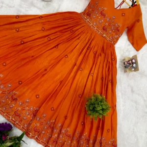 pure mul cotton embroidered gown