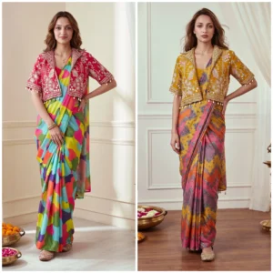 Ready to Wear Chinon Silk Saree with Jacket